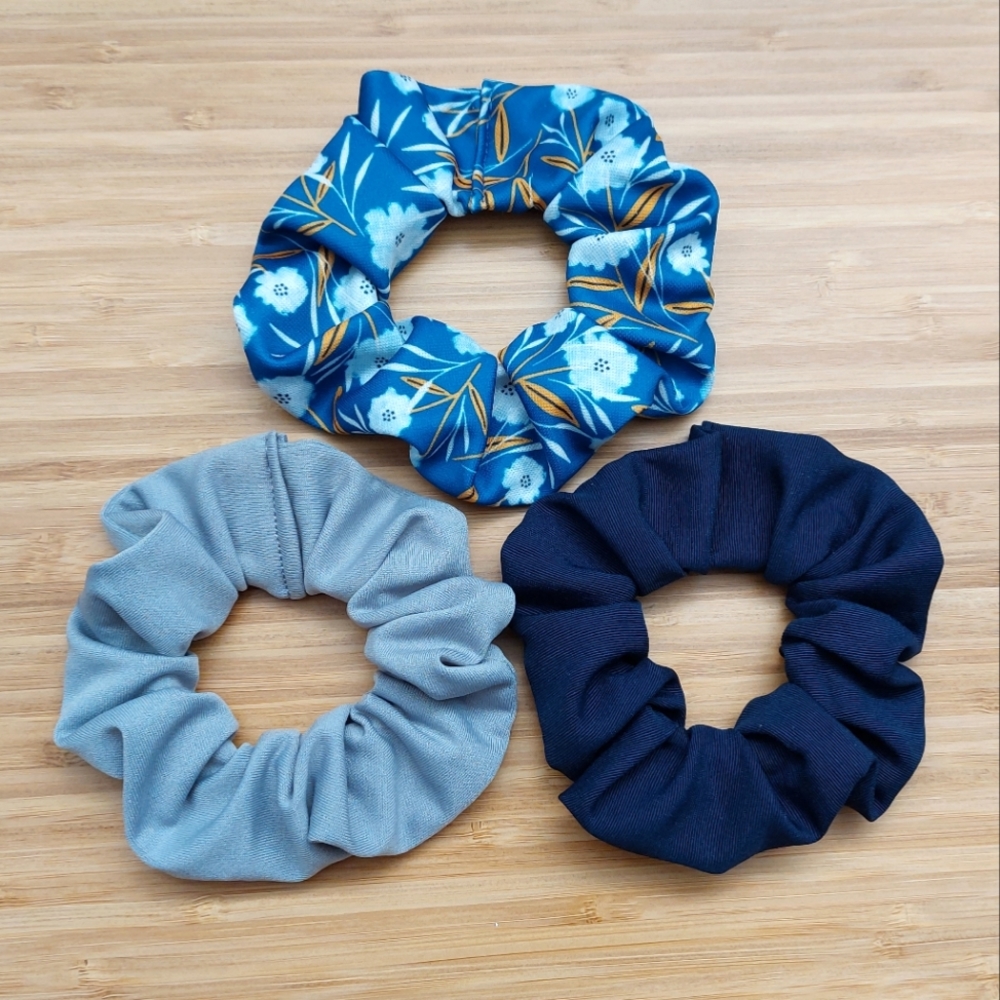 Homemade Cool Blue Scrunchie 3-Pack